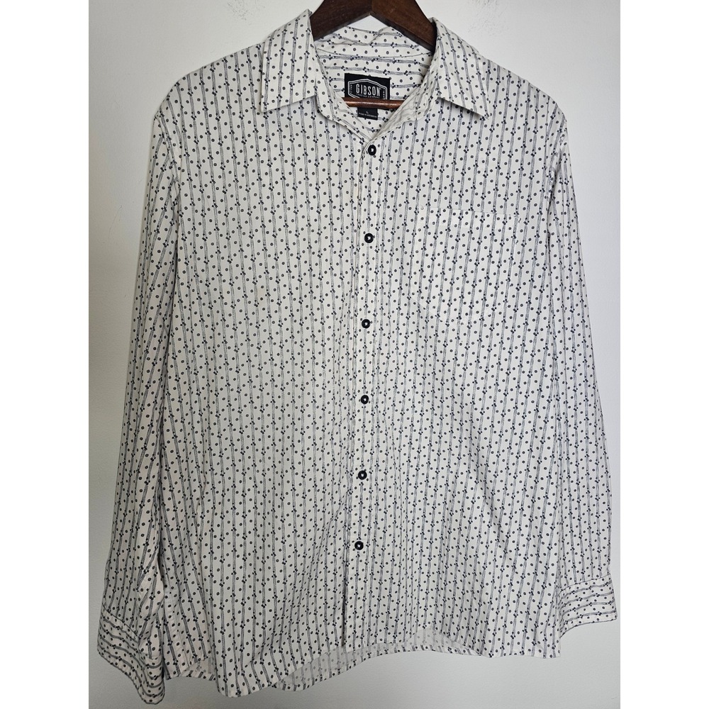 [Indie Sleek] Gibson Trading Company Button Down Mens L White Navy Blue Striped